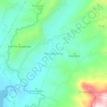 Mapa topográfico Wadaslintang, altitude, relevo
