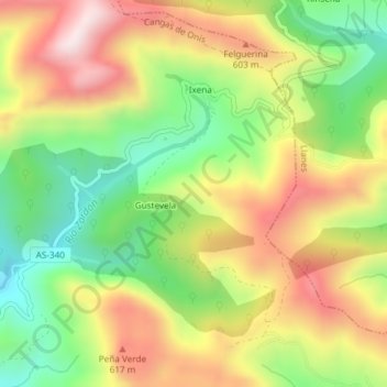Mapa topográfico Peñaverde, altitude, relevo