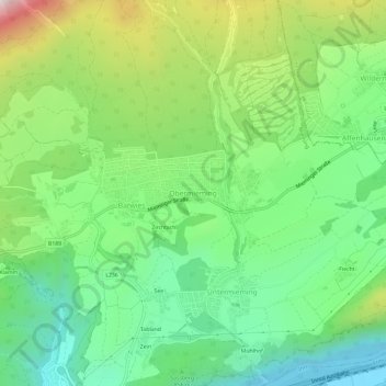 Mapa topográfico Obermieming, altitude, relevo