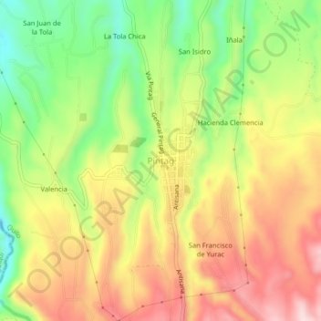 Mapa topográfico Pintag, altitude, relevo