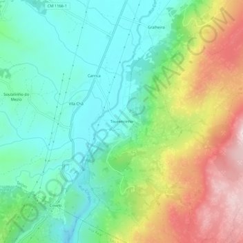 Mapa topográfico Tourencinho, altitude, relevo