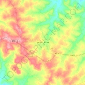 Mapa topográfico Santo Cristo, altitude, relevo