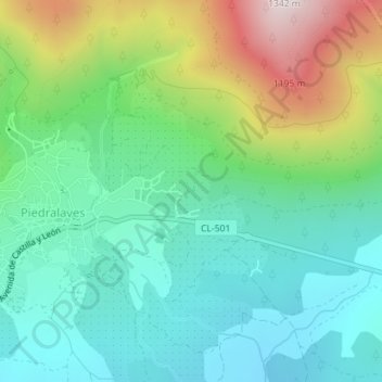 Mapa topográfico Los Alcornocales, altitude, relevo