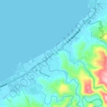 Mapa topográfico Agusan, altitude, relevo