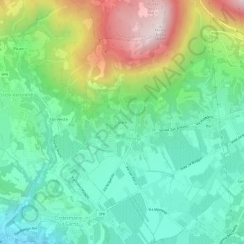 Mapa topográfico Giare, altitude, relevo