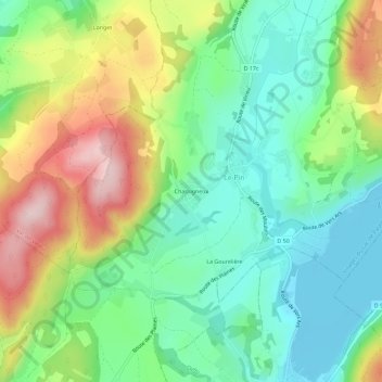 Mapa topográfico Chassigneux, altitude, relevo