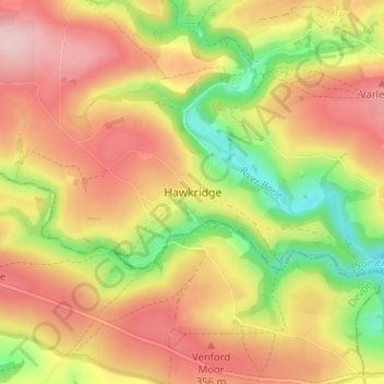 Mapa topográfico Hawkridge, altitude, relevo