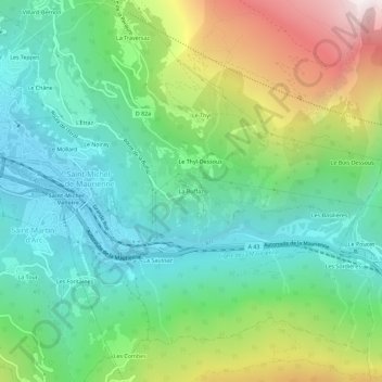 Mapa topográfico La Buffaz, altitude, relevo