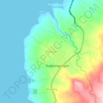 Mapa topográfico Mangga, altitude, relevo
