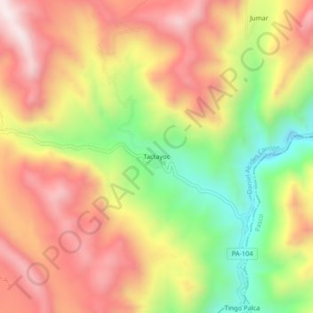 Mapa topográfico Tactayoc, altitude, relevo