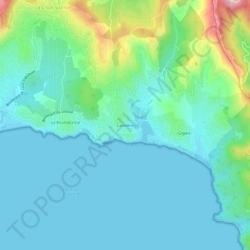 Mapa topográfico Cavalière, altitude, relevo