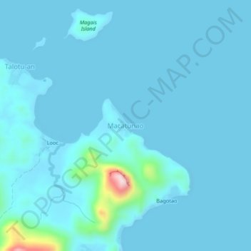 Mapa topográfico Macatunao, altitude, relevo