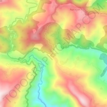 Mapa topográfico Ogla, altitude, relevo