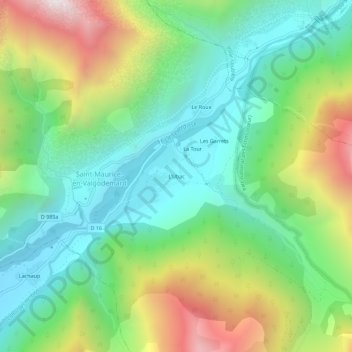 Mapa topográfico L'Ubac, altitude, relevo
