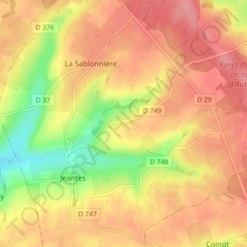 Mapa topográfico La Longue Rue de Bas, altitude, relevo