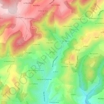 Mapa topográfico Le Puyt, altitude, relevo