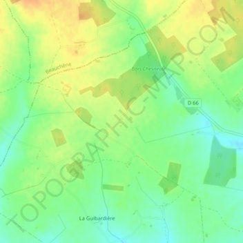 Mapa topográfico La Champignelle, altitude, relevo