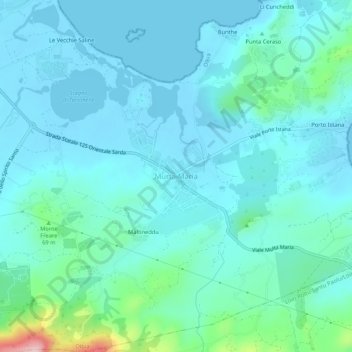 Mapa topográfico Murta Maria, altitude, relevo