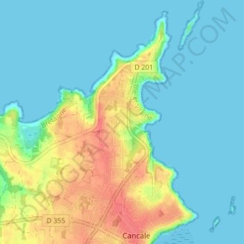Mapa topográfico La Basse Cancale, altitude, relevo