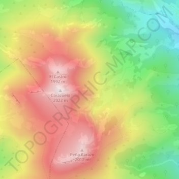 Mapa topográfico Las Llanas, altitude, relevo