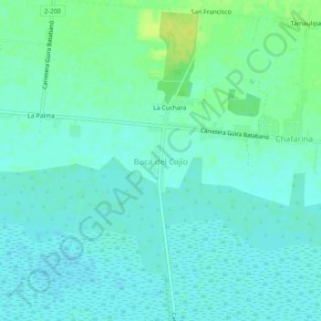 Mapa topográfico Boca del Cajío, altitude, relevo