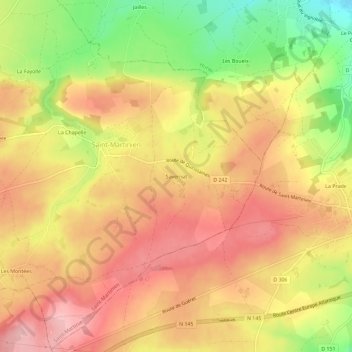 Mapa topográfico Savernat, altitude, relevo