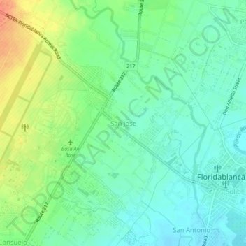 Mapa topográfico San Jose, altitude, relevo