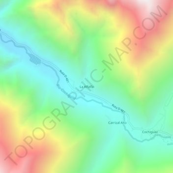 Mapa topográfico La Alfalfa, altitude, relevo