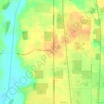 Mapa topográfico Cook, altitude, relevo