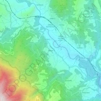 Mapa topográfico Filicaia, altitude, relevo
