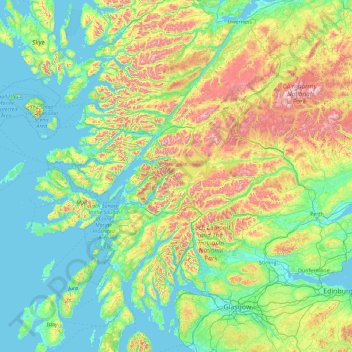 Mapa topográfico Black Mount, altitude, relevo