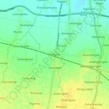 Mapa topográfico Kersana, altitude, relevo