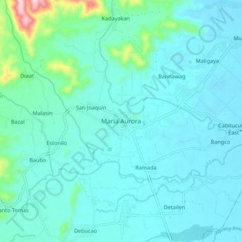 Mapa topográfico Maria Aurora, altitude, relevo