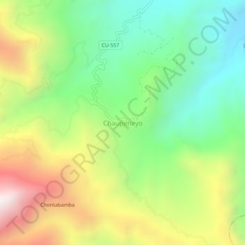 Mapa topográfico Chaupimayo, altitude, relevo