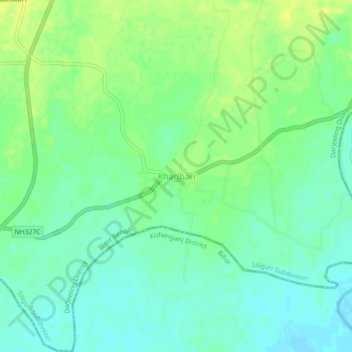 Mapa topográfico Kharibari, altitude, relevo