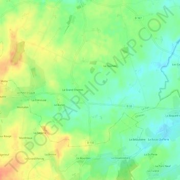 Mapa topográfico Les Romagnes, altitude, relevo