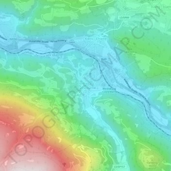 Mapa topográfico Ehrenburg - Casteldarne, altitude, relevo