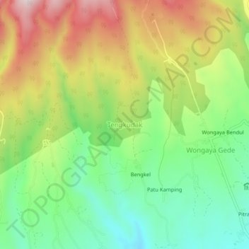 Mapa topográfico Tengkudak, altitude, relevo