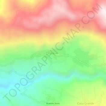 Mapa topográfico Petatán, altitude, relevo