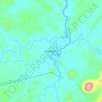 Mapa topográfico Coclesito, altitude, relevo
