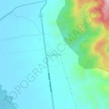 Mapa topográfico Caucheras, altitude, relevo