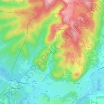 Mapa topográfico Les Barraques, altitude, relevo