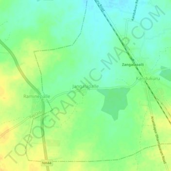 Mapa topográfico Jangalapalle, altitude, relevo