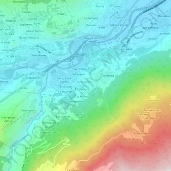 Mapa topográfico Le Bettex, altitude, relevo