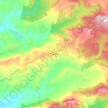 Mapa topográfico Shebe, altitude, relevo