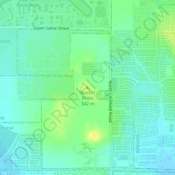 Mapa topográfico Sunset Point, altitude, relevo