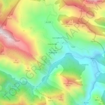 Mapa topográfico Ambingue, altitude, relevo