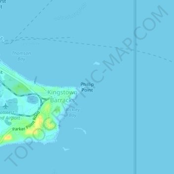 Mapa topográfico Phillip Point, altitude, relevo