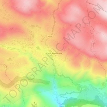 Mapa topográfico Les Mas de Mathurine, altitude, relevo