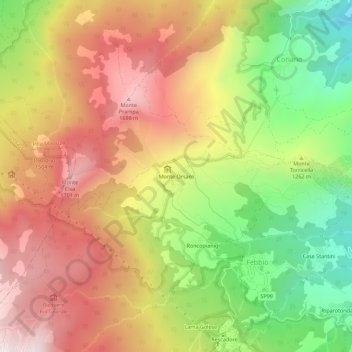 Mapa topográfico Monte Orsaro, altitude, relevo